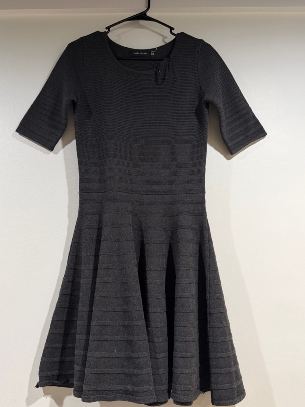 Ivanka Trump Black Knit Fit-and-Flare  Dress